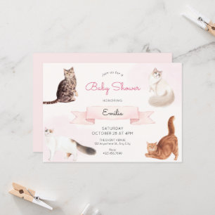 Invitación Gatos cortos ducha de bebé