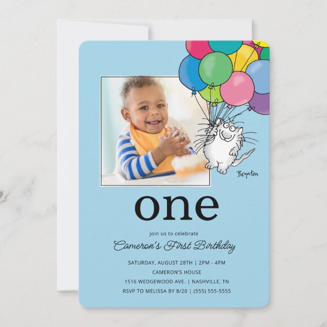 Invitación GATOS DE CUMPLEAÑOS por Sandra Boynton (Anverso)