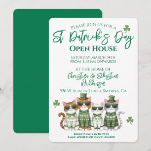 Invitación Gatos de la Casa Abierta del Día de San Patricio