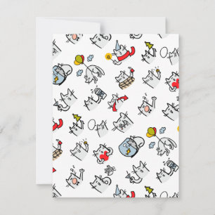 Invitación Gatos divertidos, leche y magia.