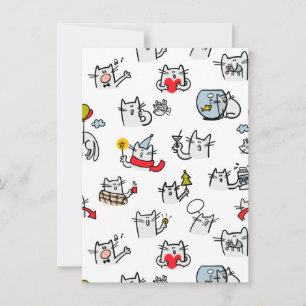 Invitación Gatos divertidos, leche y magia.