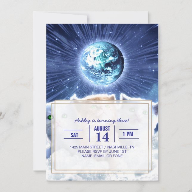 Invitación Gatos en la nube (Anverso)