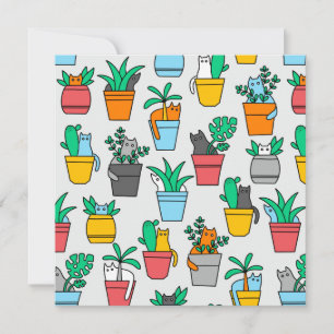 Invitación Gatos en las macetas de flores