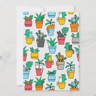 Invitación Gatos en macetas de flores