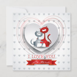 Invitación Gatos enamorados con corazón