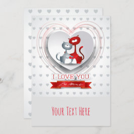Invitación Gatos enamorados con corazón