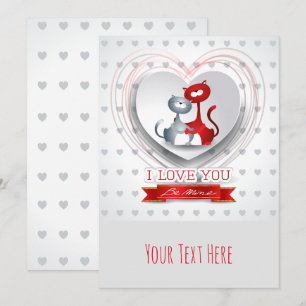 Invitación Gatos enamorados con corazón