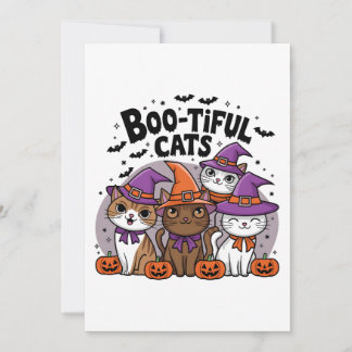 Invitación Gatos espeluznantes y calabazas