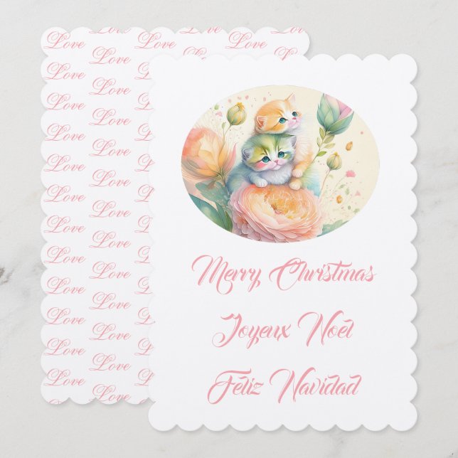 Invitación Gatos Feliz Navidad (Anverso / Reverso)