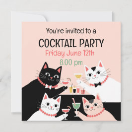 Invitación Gatos fiestas de cócteles retro sofistizados