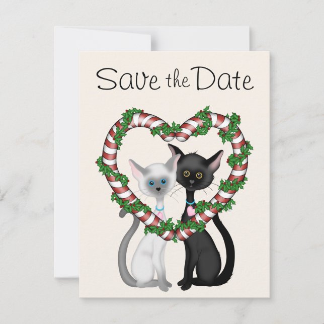 Invitación Gatos Lindos de Fiesta Salvan la Fecha Aviso de Bo (Anverso)