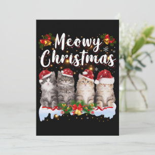 Invitación Gatos Meowy Familia a juego pijamas de Navidad San