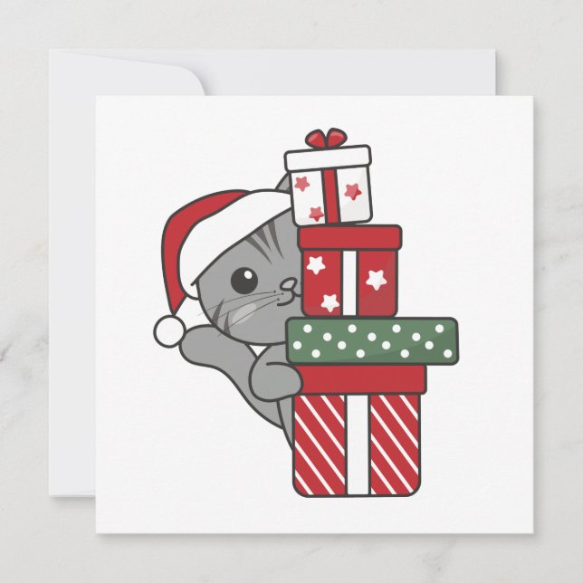 Invitación Gatos Navidades regalan gatos de invierno (Anverso)