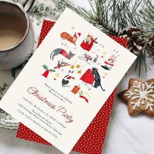 Invitación Gatos Navideños Lindos Fiesta de Navidad 