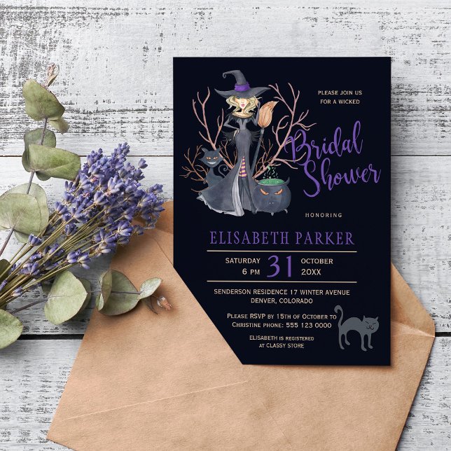 Invitación Gatos negros brujos fiesta de la ducha de novia de (Subido por el creador)