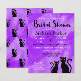 Invitación Gatos negros bruñen a Fiesta de ducha de novia de