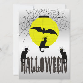Invitación Gatos Negros, Murciélago Volador y Telarañas