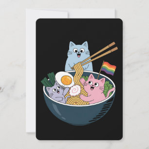Invitación Gatos Ramen Arcoiris LGBTQ Aliado del Orgullo Gay 