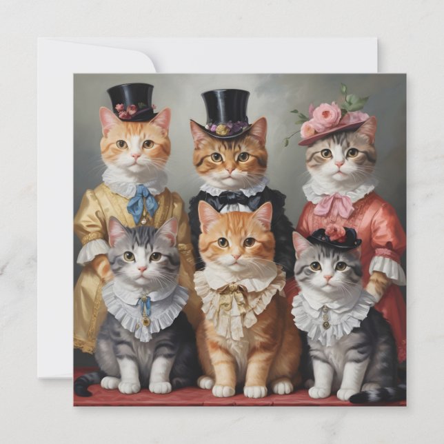 Invitación Gatos victorianos elegantes (Anverso)