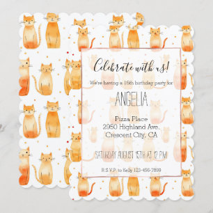 Invitación Gatos y puntos Naranjas