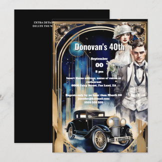 Invitación Gatsby 1920 dodge car flapper man trendy
