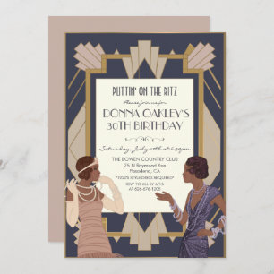 Invitación Gatsby Africano-Americano Art Deco Cumpleaños