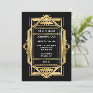 Invitación Gatsby art deco marco de oro fiesta de fotos DIY
