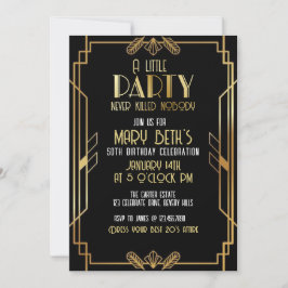 Invitación Gatsby, Art Deco, murder mystery
