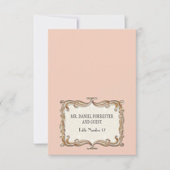 Invitación Gatsby Art Deco Nouveau Encaje Tulipán Dorado Fals (Anverso)