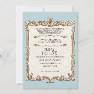 Invitación Gatsby Art Deco Nouveau Lace Faux Gold Tulip