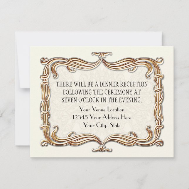 Invitación Gatsby Art Deco Nouveau Lace Faux Gold Tulip (Anverso)