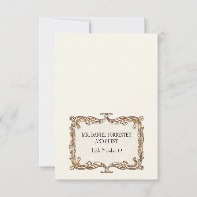 Invitación Gatsby Art Deco Nouveau Lace Faux Gold Tulip (Anverso)