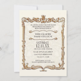 Invitación Gatsby Art Deco Nouveau Lace Faux Gold Tulip