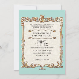 Invitación Gatsby Art Deco Nouveau Lace Faux Gold Tulip