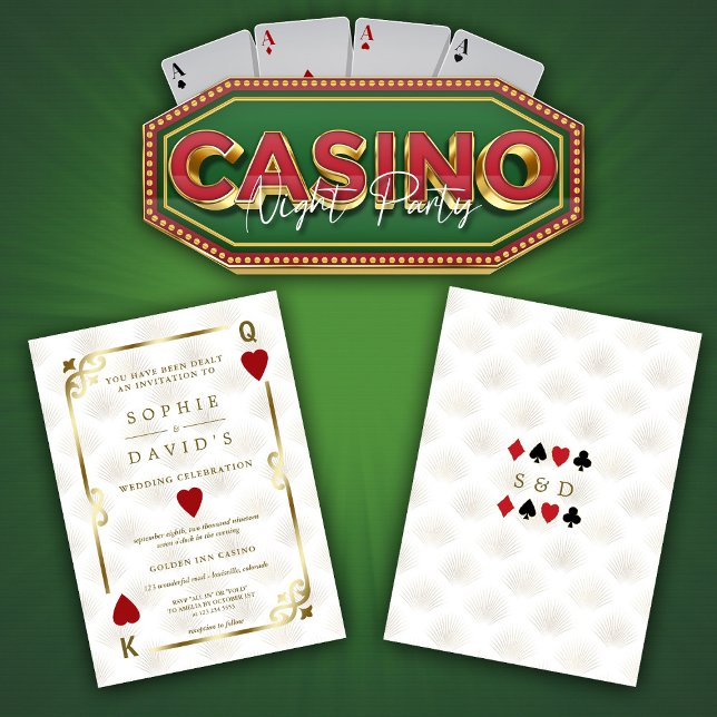Invitación Gatsby de oro blanco Casino Las Vegas Poker Boda (Subido por el creador)
