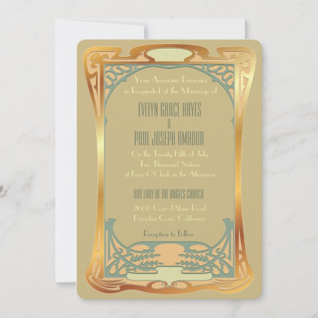 Invitación ~ Gatsby del art déco del vintage inspirado (Anverso)