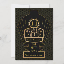 Invitación Gatsby Fanfare Vintage Art Deco Boda
