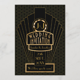 Invitación Gatsby Fanfare Vintage Art Deco Boda