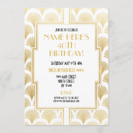Invitación Gatsby Fiesta Gold de los años 20