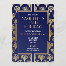 Invitación Gatsby Fiesta Navy & Gold