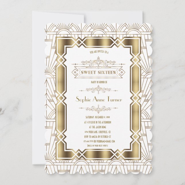 Invitación Gatsby Gatsby 20s Estilo Gatsby 16 (Anverso)