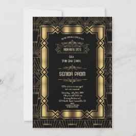Invitación Gatsby Gold Black Deco Gatsby 1920s Style Senior P