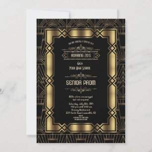 Invitación Gatsby Gold Black Deco Gatsby 1920s Style Senior P