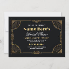 Invitación Gatsby Gold, Fiesta de ducha de novia Art Deco de 