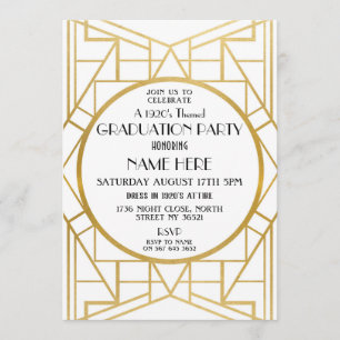 Invitación Gatsby Gold Invite a la fiesta de graduación Art D