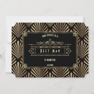 Invitación Gatsby negro Art Decó Serás Mi Mejor Hombre