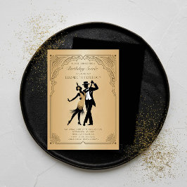Invitación Gatsby Roaring 1920 Día de cumpleaños del deco Gol