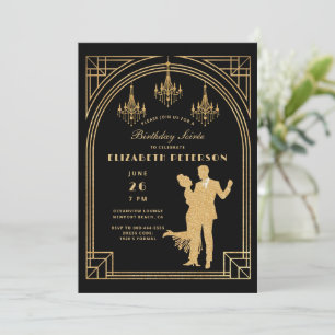 Invitación Gatsby Roaring Deco Chandeliers Frame Cumpleaños