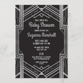 Invitación Gatsby Silver Gatsby 20 de Baby Shower Art Deco