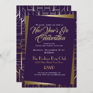 Invitación Gatsby Style NYE Gold y Midnight Blue